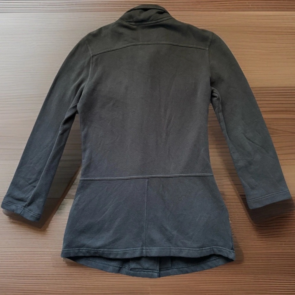 prAna Coat Womens Small Black 100% Cotton Knit Mock Neck Military Tori Jacket - Picture 10 of 13